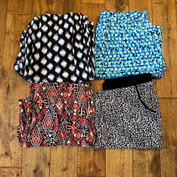 new directions Pants - Lot of 4 Womens XL Palazzo Pants Boho Tribal Print Elastic Waist Wide Leg